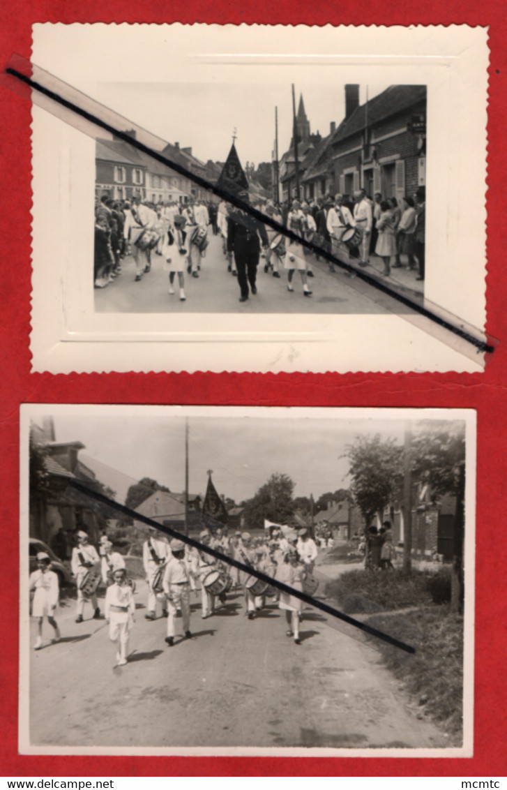 2 Photos - Fête De Maignelay -  24/7/60 - (  Musique , Fanfare Drapeau Tricot ) 24 Juin 61 - Maignelay Montigny