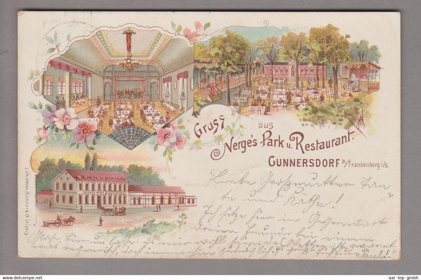 AK DE Sa Frankenberg 1899-09-25 Gunnersdorf Nerges Park U.Restaurant Litho Herm.Richter - Frankenberg