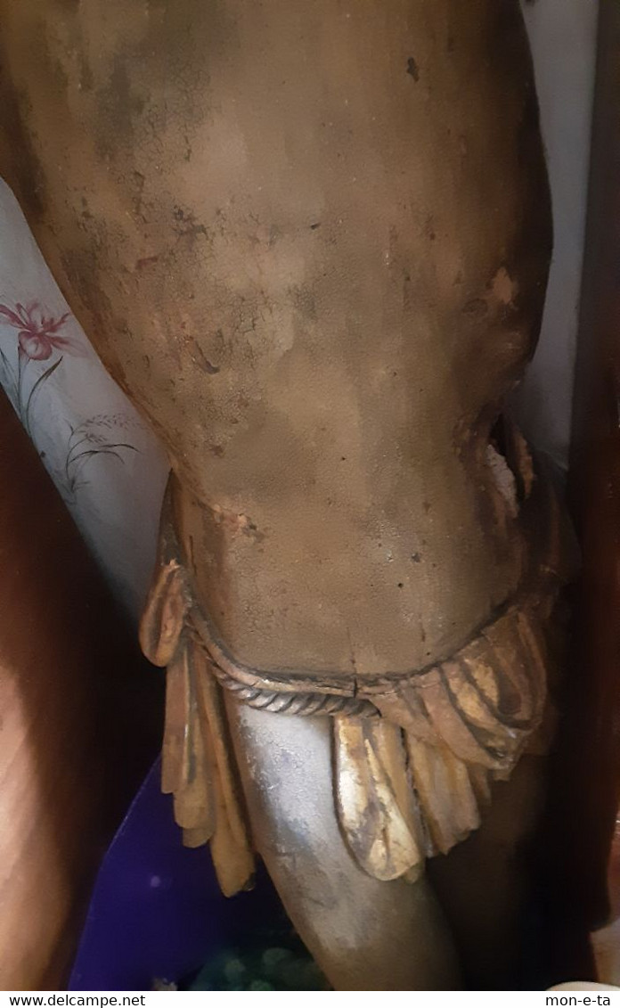 18TH CENTURY WOOD SCULPTURE OF CHRIST [BACK SIDE DAMAGED] 148 Cm Height - Art Religieux