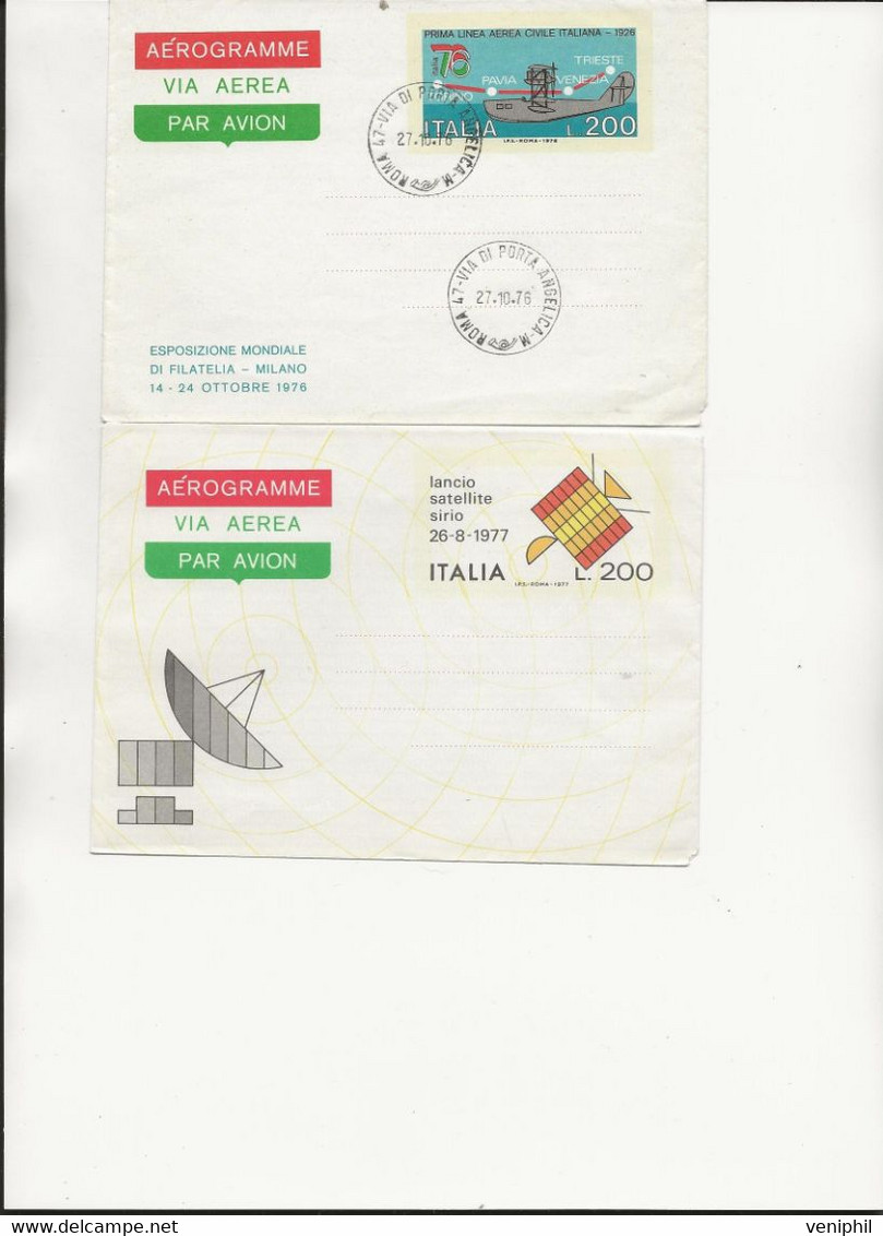 ITALIE - 2 AEROGRAMMES - NEUF ET OBLITERE - ANNEE 1976-77 - Maschinenstempel (EMA)