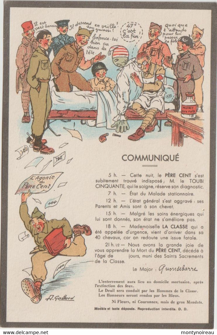 Humour : Militaire  Soldat , Communiqué !, Illustrateur A. Gaillard - Humor