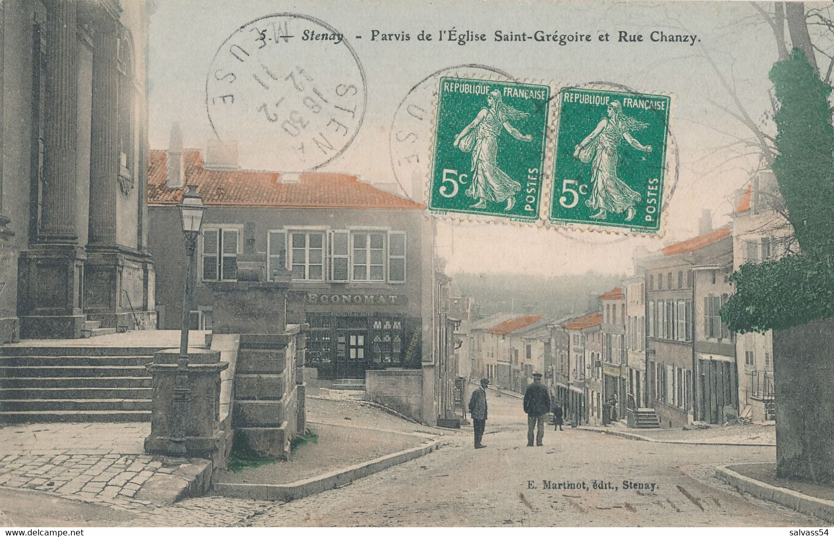 55) STENAY : Parvis De L'église Et Rue Chanzy (1911) Rare !!! - Stenay