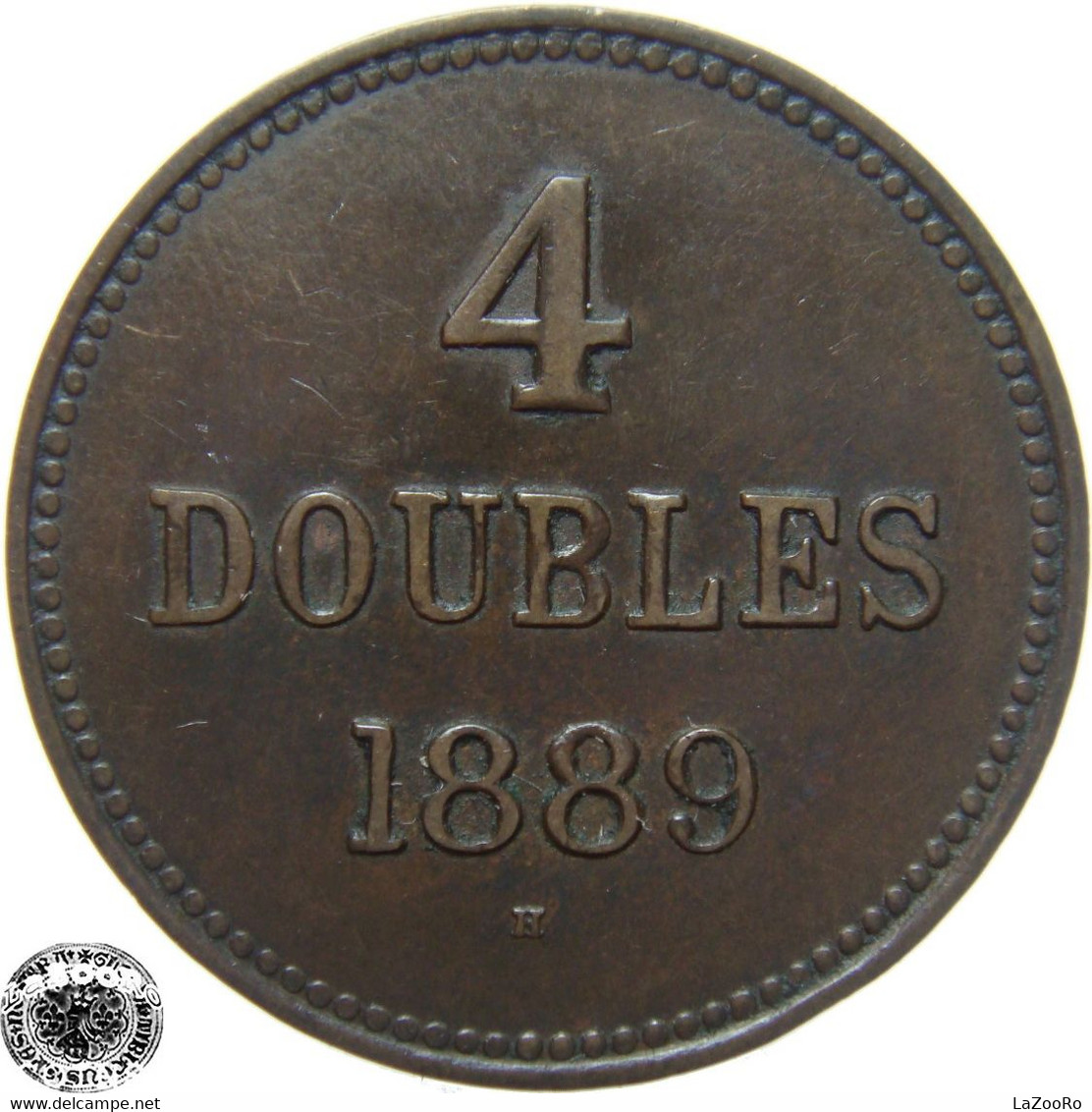 LaZooRo: Guernsey 4 Doubles 1889 H XF Scarce - Iles Anglo-normandes