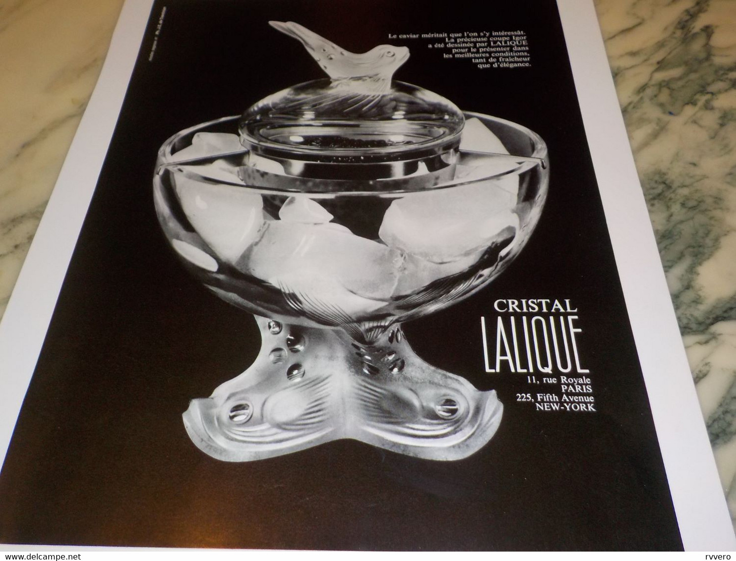 ANCIENNE PUBLICITE COUPE IGOR CRISTAL  LALIQUE 1969 - Other & Unclassified