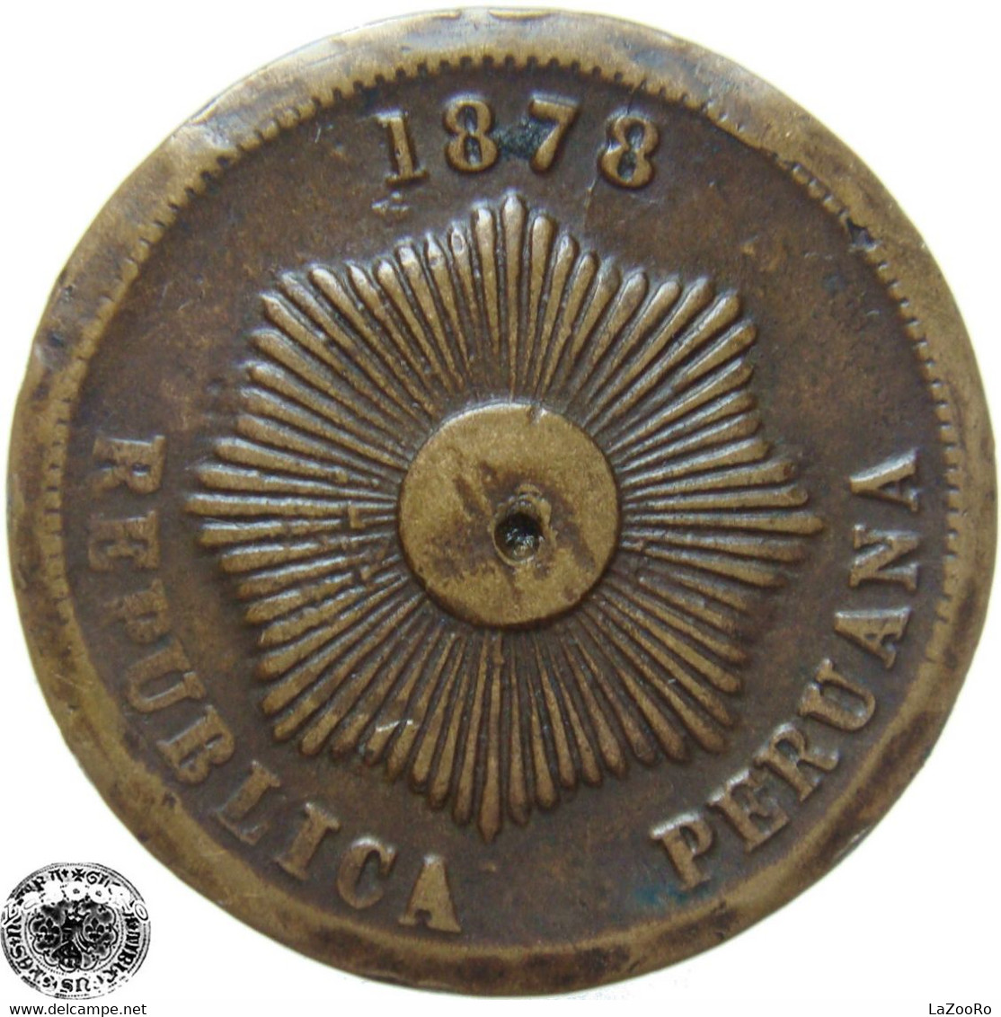 LaZooRo: Peru 2 Centavos 1878 VF - Peru