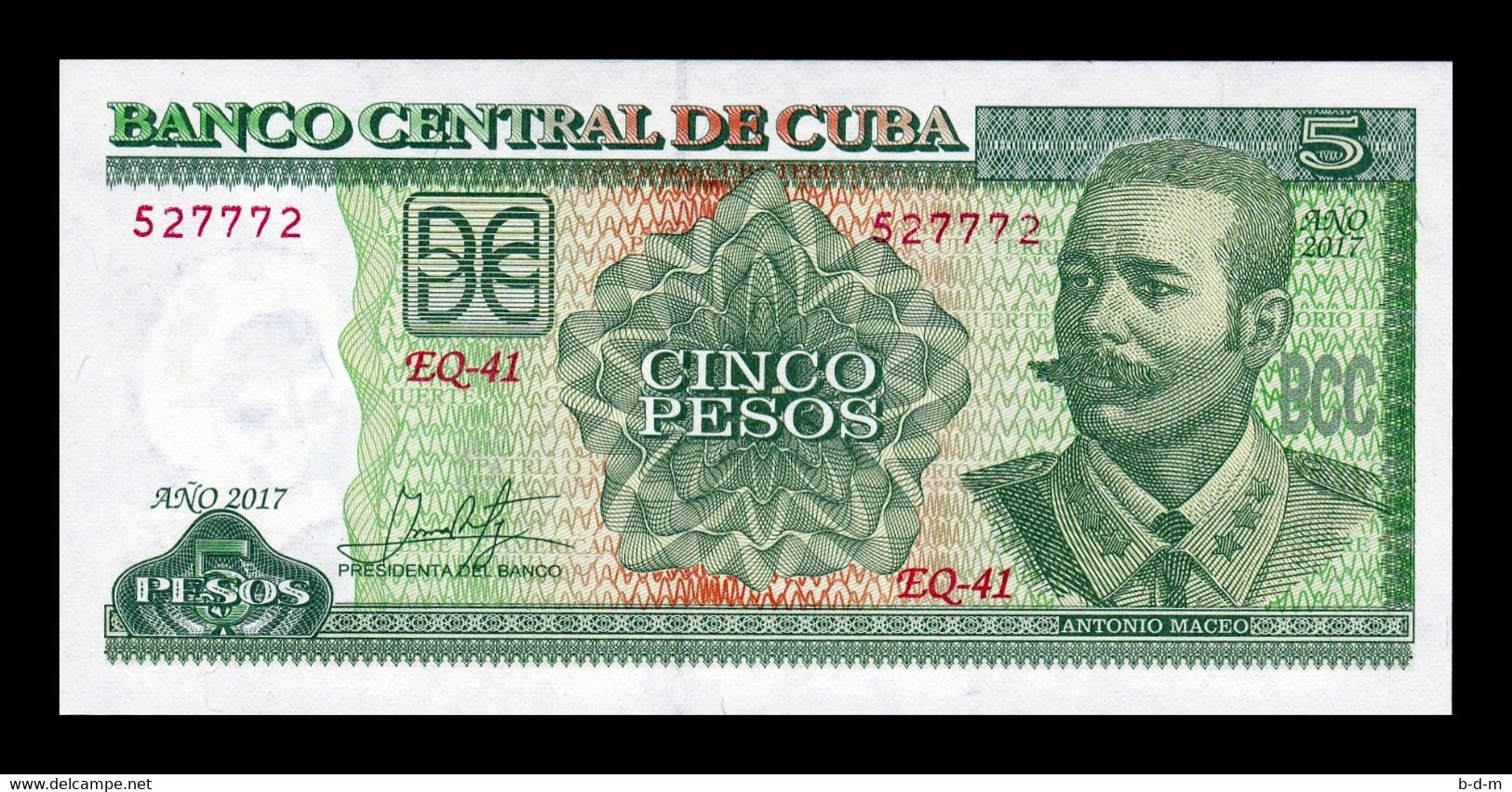 Cuba 5 Pesos Antonio Maceo 2017 Pick 116 New SC UNC - Cuba