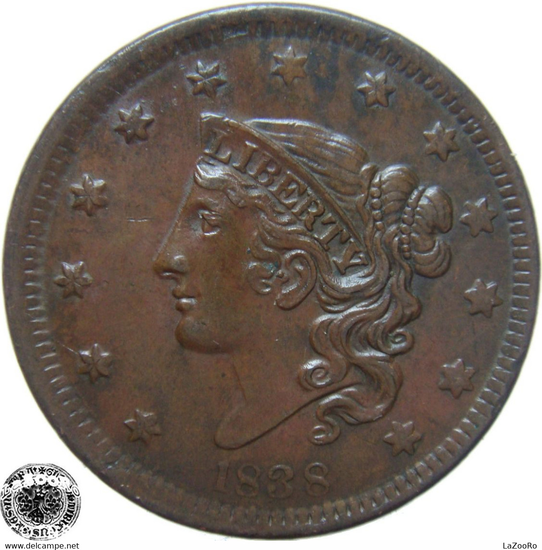 LaZooRo: United States 1 Cent 1838 XF / UNC - 1816-1839: Coronet Head (Tête Couronnée)