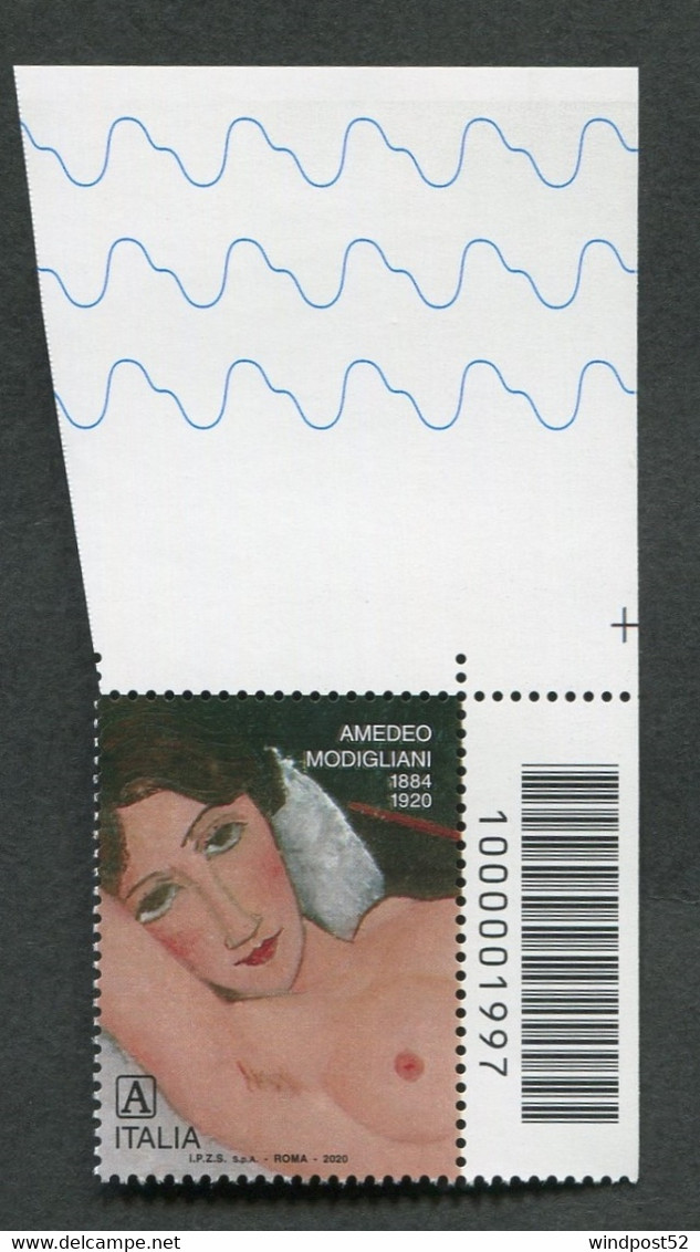 ITALIA 2020 - ANNIVERSARIO SCOMPARSA AMEDEO MODIGLIANI - CODICE A BARRE -  MNH** 536 - Code-barres