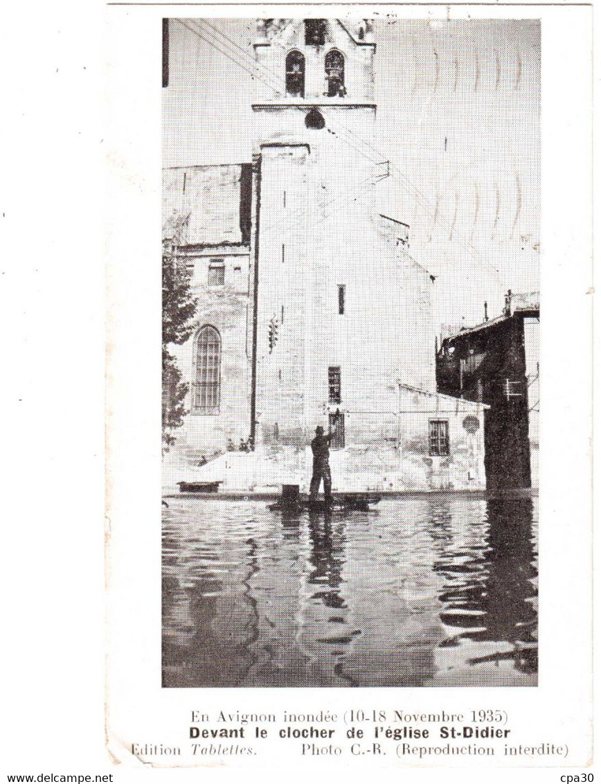 CPA VAUCLUSE.AVIGNON.INONDATIONS 1935.DEVANT LE CLOCHER DE L'EGLISE SAINT DIDIER - Avignon