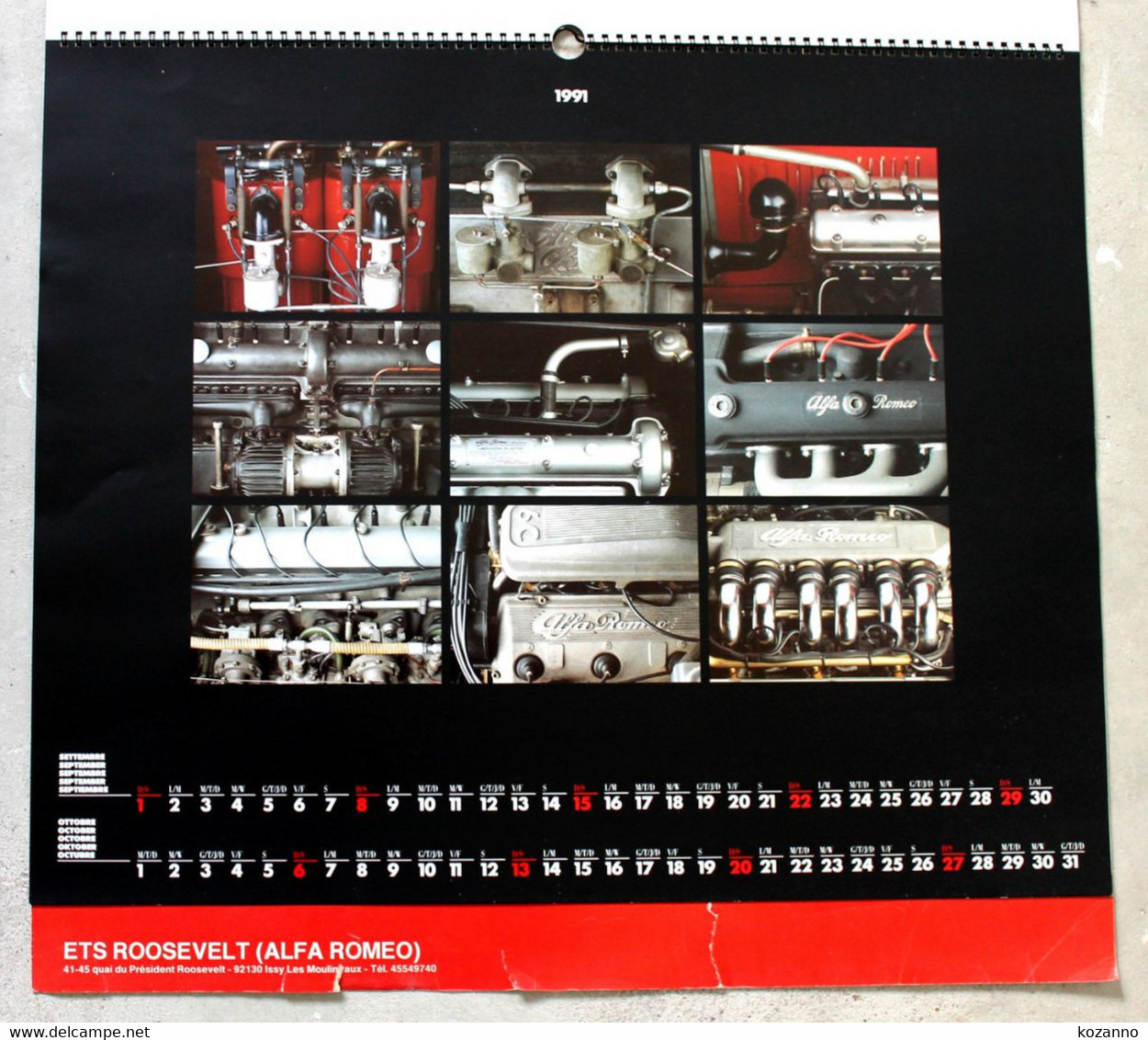 ANCIEN GRAND CALENDRIER ALFA ROMEO 1991 ETS ROOSEVELT TRES JOLIE PHOTOS 61x54 Cm - Catalogues