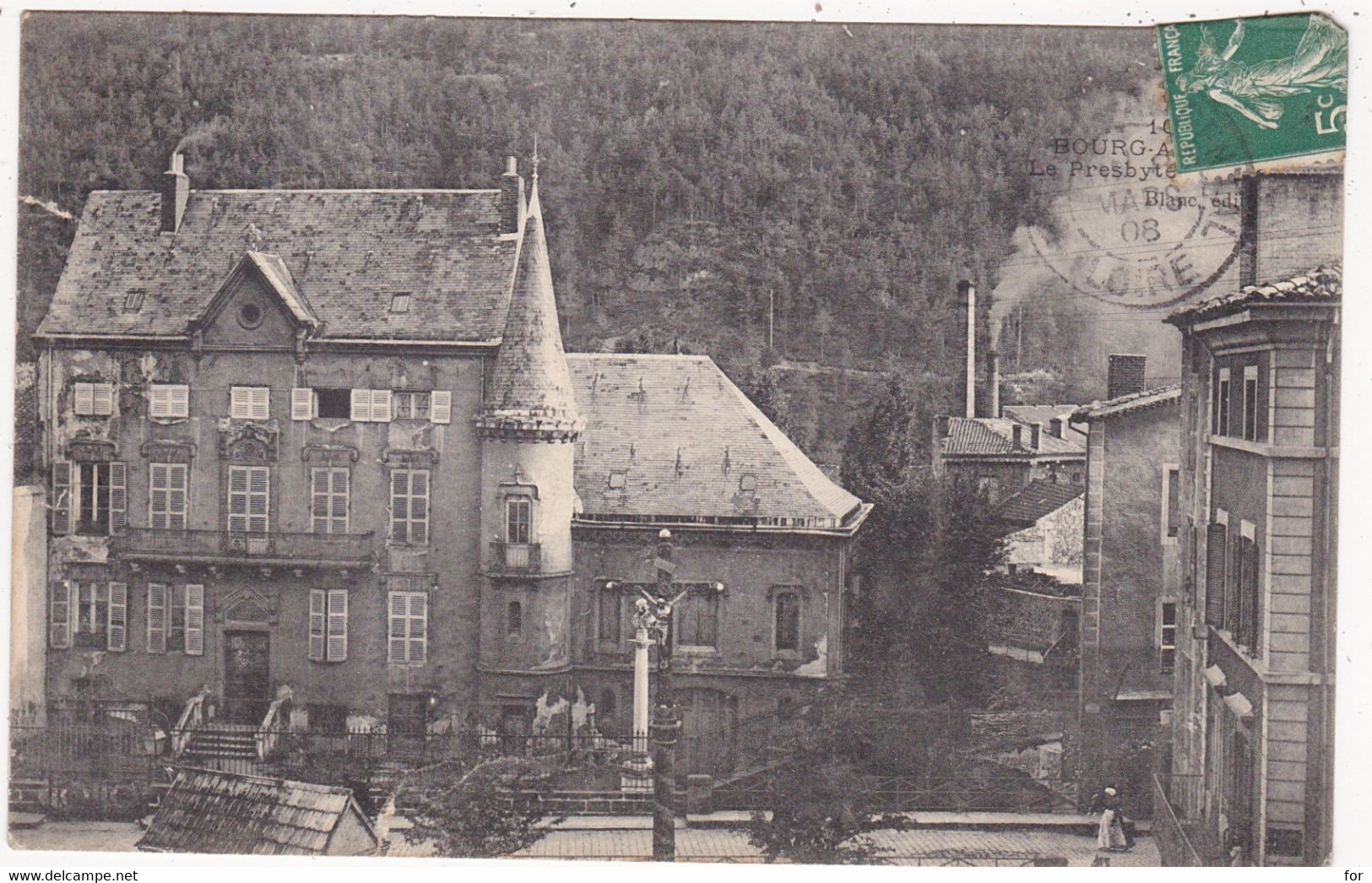 Loire : BOURG ARGENTAL : Le Presbytère : 1908 : Déchirure Haut Gauche - 6mm : - Bourg Argental