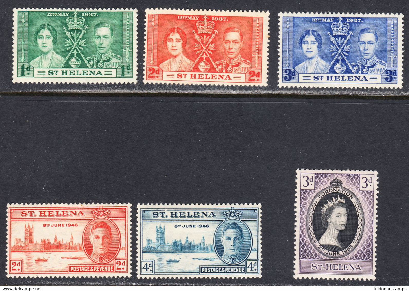 Saint Helena Island 1937,46,53 Mint Mounted, Sc# ,SG 128-130,141-142,152 - St. Helena