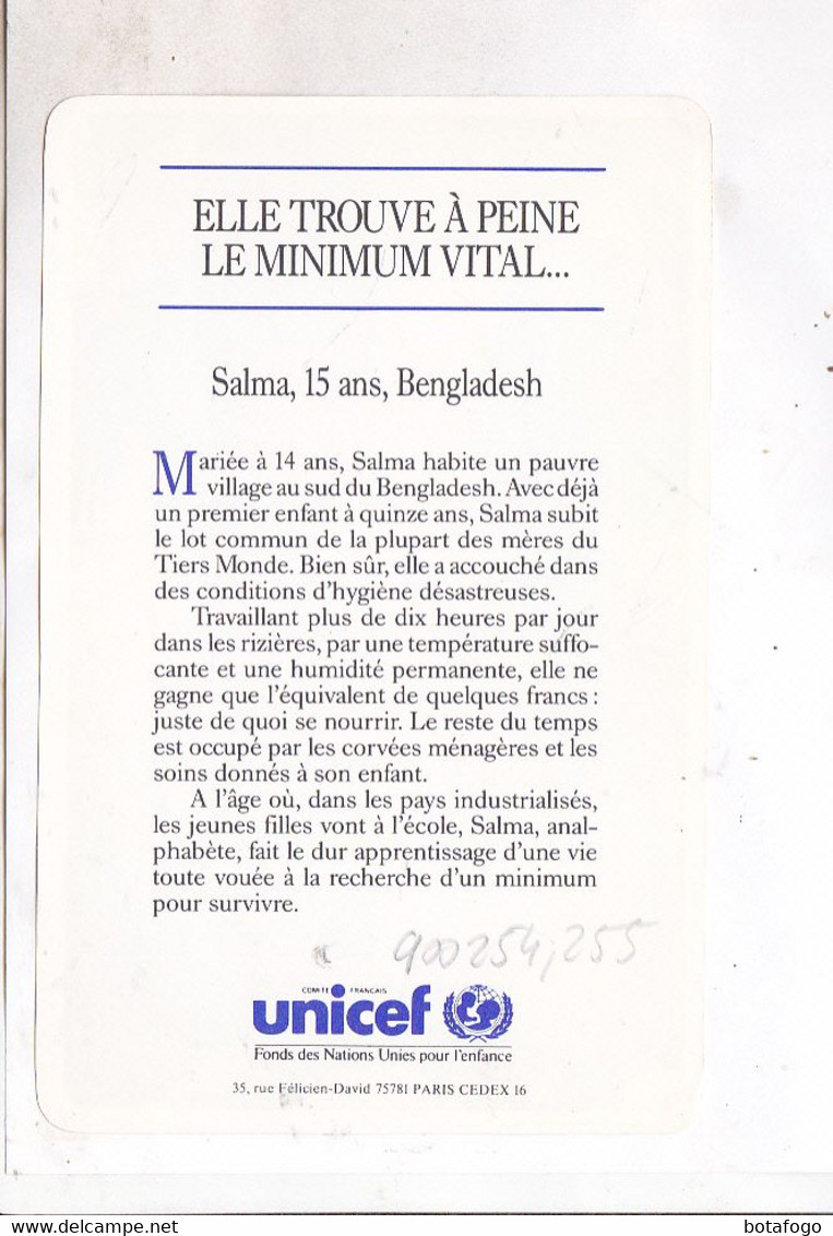 CARTE NON POSTALE  UNICEF  AU BENGLADESH - Bangladesh