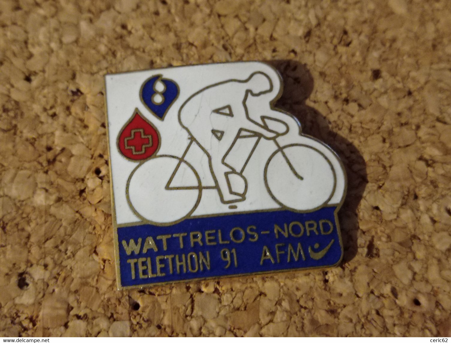 PINS CYCLISME VELO WATTRELOS NORD TELETHON 91 AFM - Cyclisme