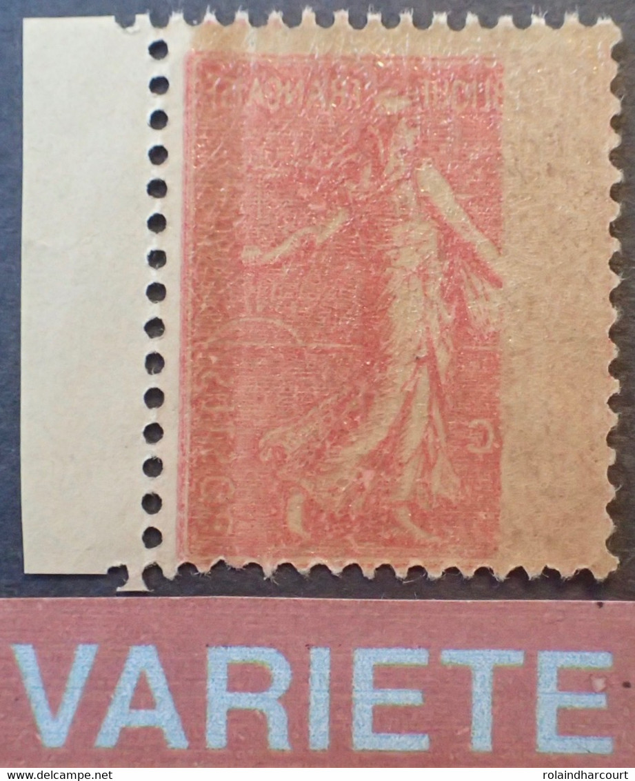 R1118/27 - TYPE SEMEUSE FOND LIGNE - N°129f NEUF** BdF VARIETE ➤➤➤ Impression RECTO VERSO Partielle - Cote (2020) : 96 € - Unused Stamps