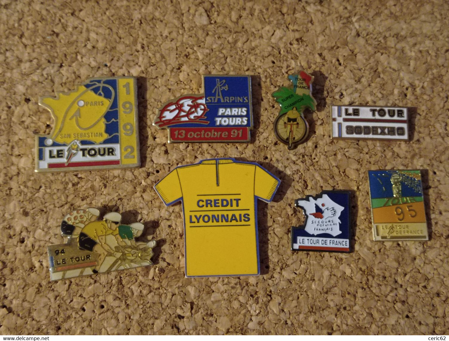 LOT DE 8 PINS CYCLISME VELO TOUR DE FRANCE 1992 94  95 STARPINS SODEXHO CREDIT LYONNAIS SECOURS POPULAIRE - Cyclisme