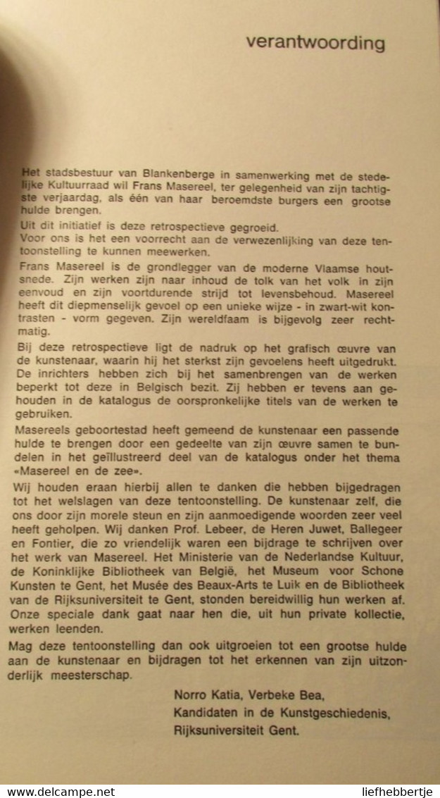 Blankenberge - Frans Masereel - Retrospectieve 1969 - Geschichte