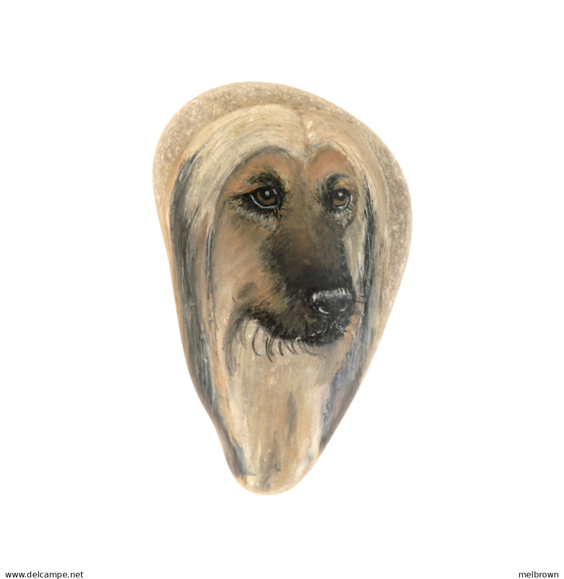 Afghan Hound Hand Painted On A Smooth Beach Stone Paperweight Decoration - Presse-papiers