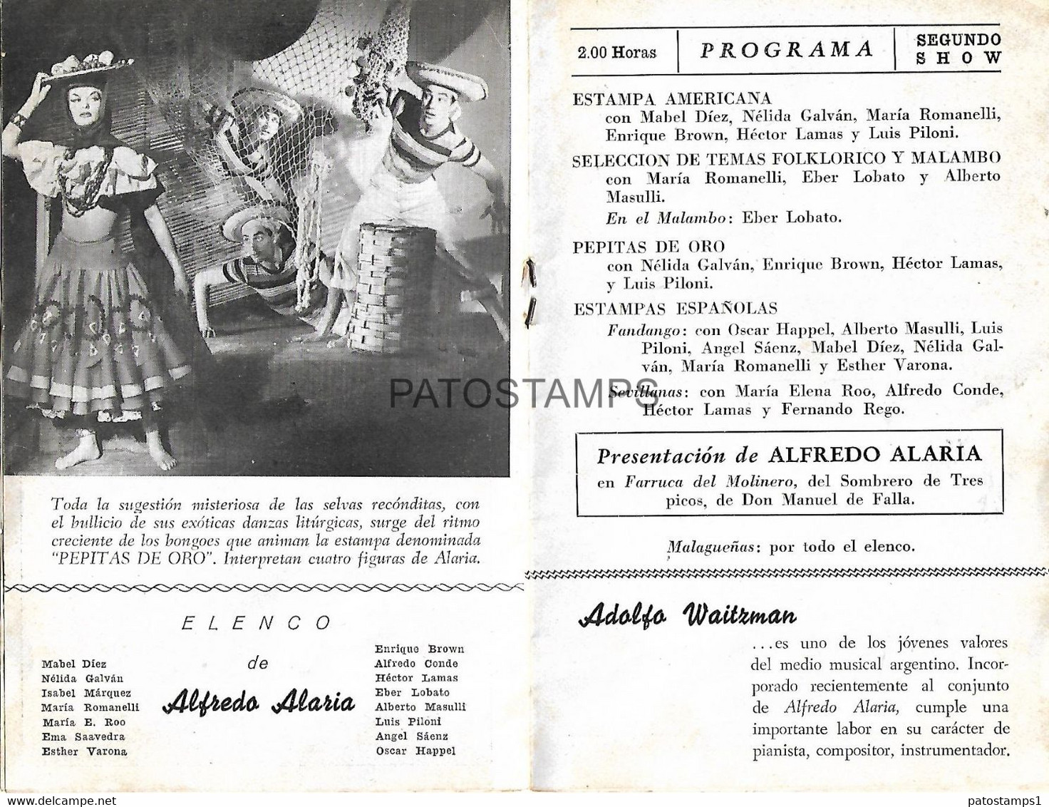 143914 ARGENTINA BUENOS AIRES CHATEAU CAUCAEN ALFREDO ALARIA PROGRAMA NO POSTAL POSTCARD - Theatre, Fancy Dresses & Costumes