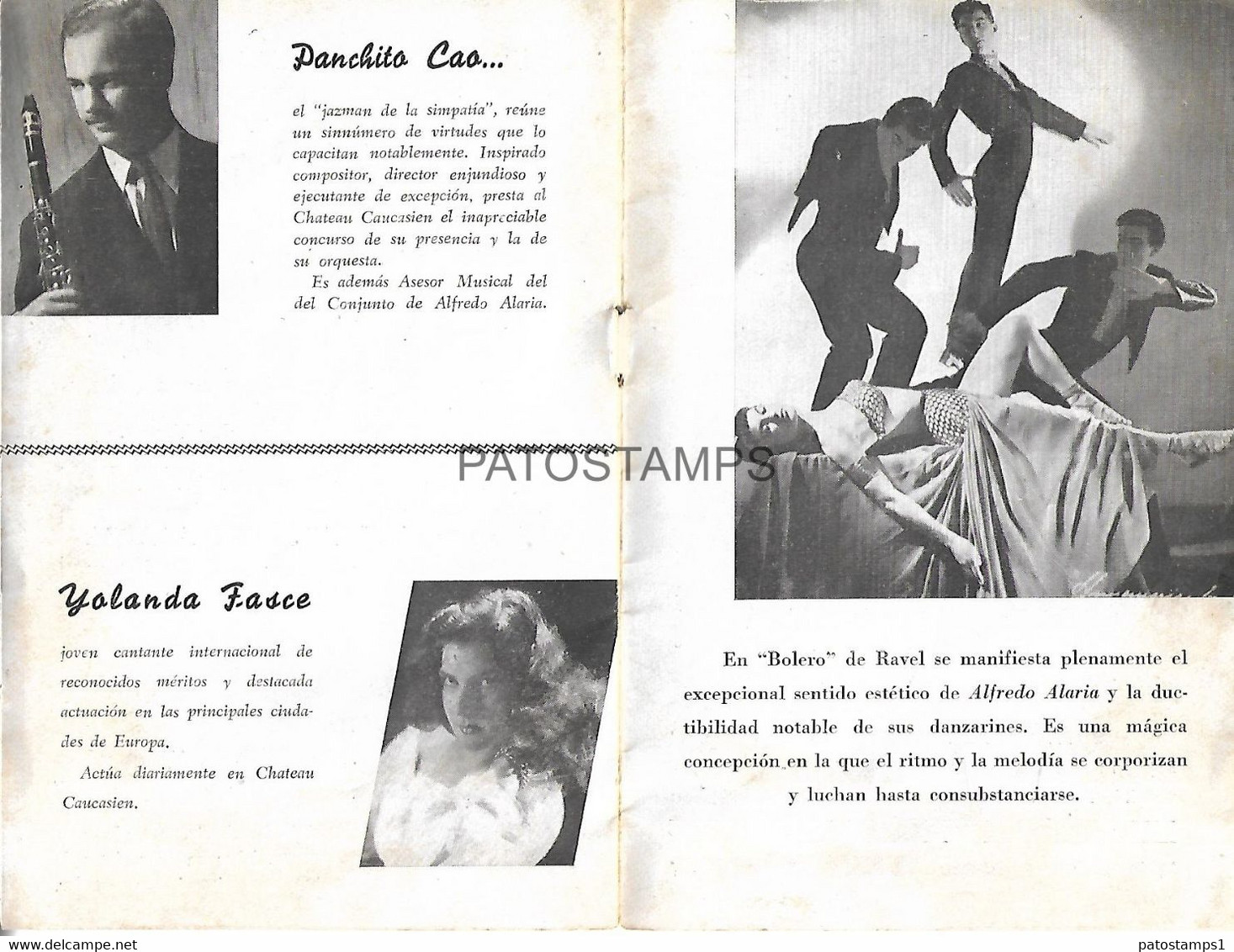 143914 ARGENTINA BUENOS AIRES CHATEAU CAUCAEN ALFREDO ALARIA PROGRAMA NO POSTAL POSTCARD - Theatre, Fancy Dresses & Costumes