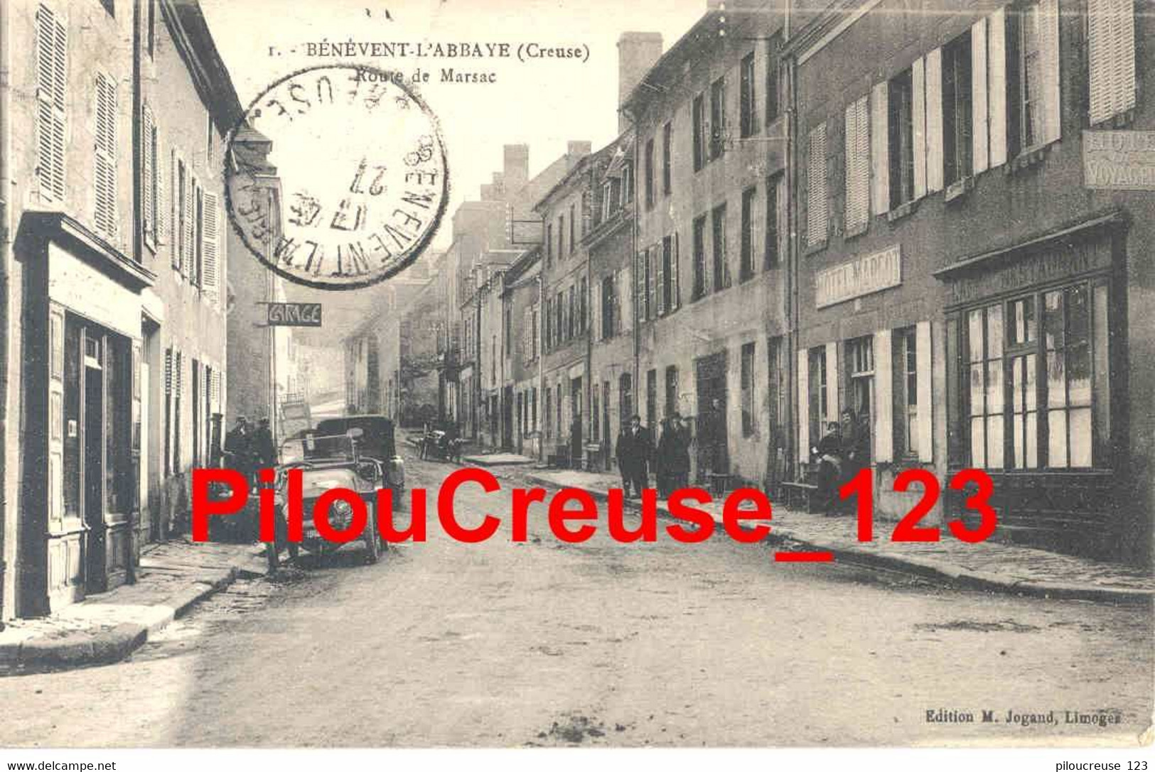 23 Creuse - BENEVENT L'ABBAYE - " Route De Marsac - Animation - Automobiles - Hôtel Margot " - RARE - Benevent L'Abbaye