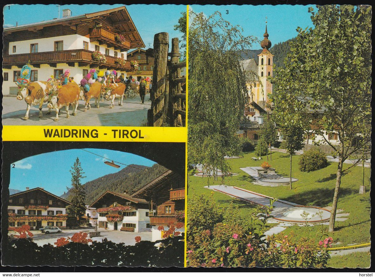 Austria - 6384 Waidring - Dorfplatz - Minigolf - Kühe - Cars - Waidring