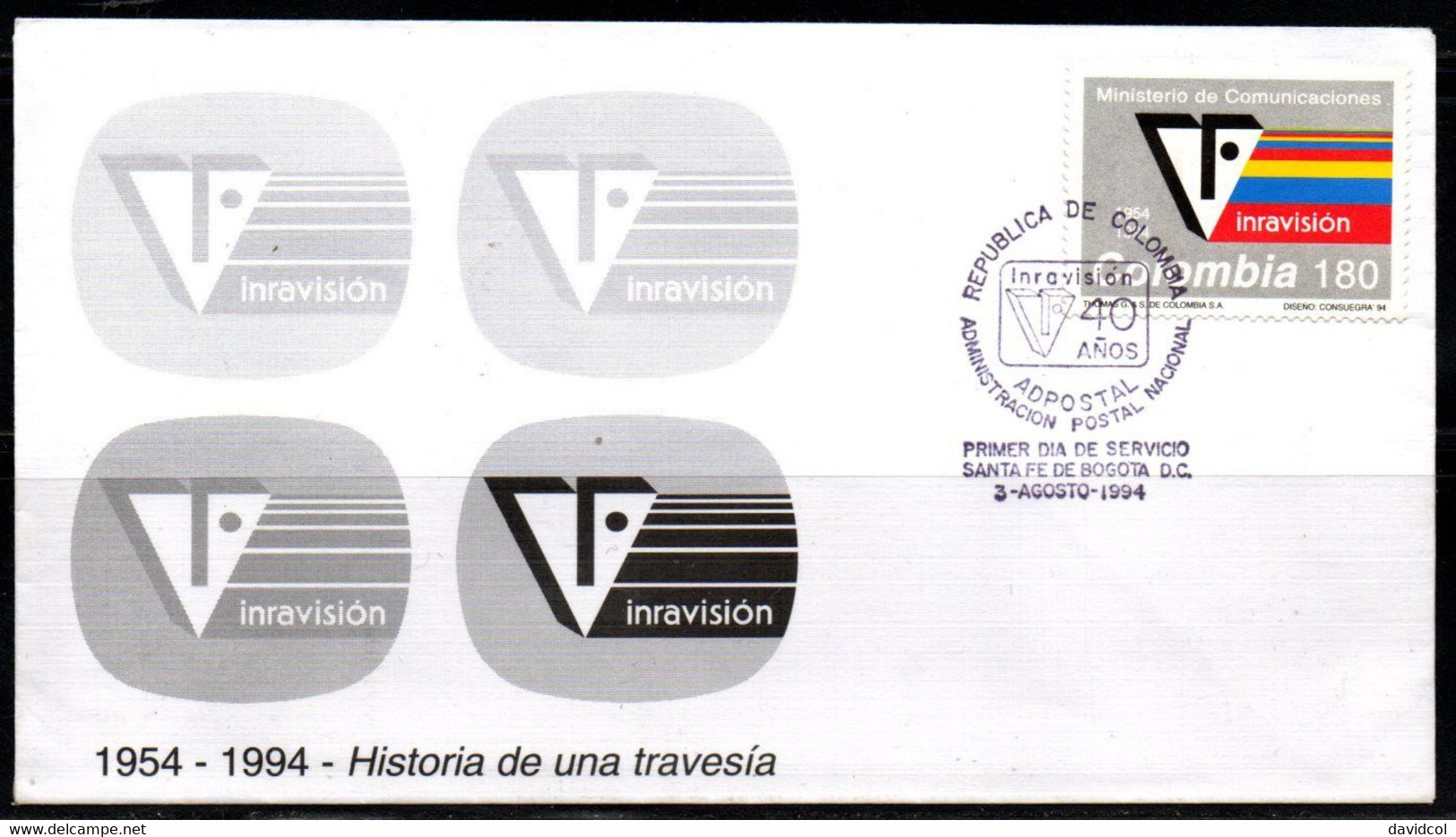 COLOMBIA- KOLUMBIEN- 1994. FDC/SPD. INRAVISION - NATIONAL TELEVISION COMPANY - Colombia