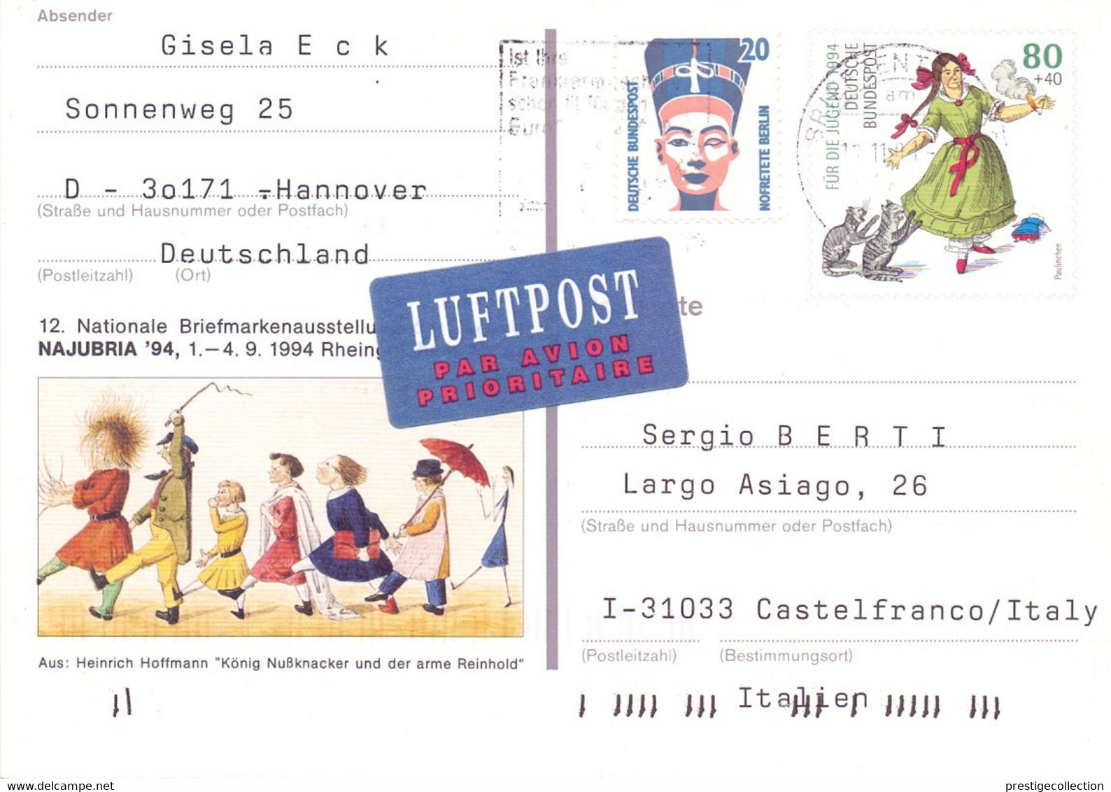 DEUTSCHE FOR DIE JUNGEND 1994 CATS STATIONERY POST CARD AIR MAIL   (SETT200777) - Autres & Non Classés