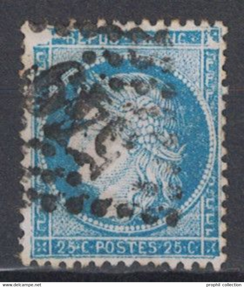 BELLE VARIETE Sur N°60 A2 8eme ETAT CASE 146 De "LA GRANDE CASSURE " TIMBRE CERES 25c BLEU OBLITERE GC - 1871-1875 Ceres