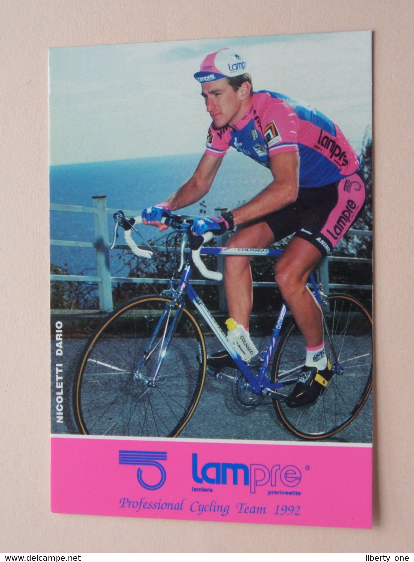 NICOLETTI DARIO ( LAMPRE > Professional Cycling Team 1992 ) Carte Publi Format 16,5 X 11 Cm. ( 2 Scans ) ! - Cyclisme