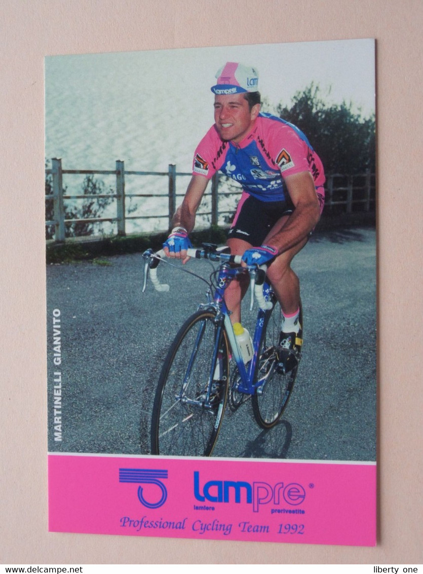 MARTINELLI GIANVITO ( LAMPRE > Professional Cycling Team 1992 ) Carte Publi Format 16,5 X 11 Cm. ( 2 Scans ) ! - Cyclisme