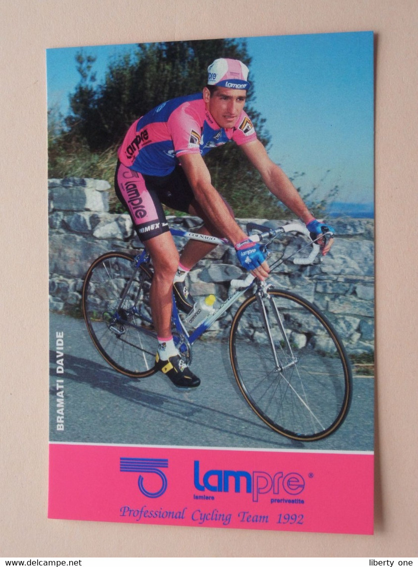 BRAMATI DAVIDE ( LAMPRE > Professional Cycling Team 1992 ) Carte Publi Format 16,5 X 11 Cm. ( 2 Scans ) ! - Cyclisme