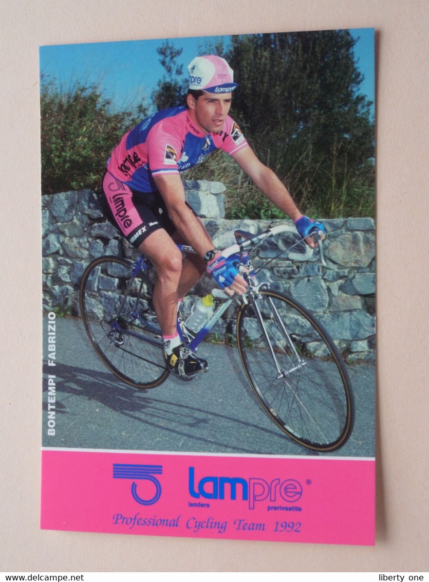 BONTEMPI FABRIZIO ( LAMPRE > Professional Cycling Team 1992 ) Carte Publi Format 16,5 X 11 Cm. ( 2 Scans ) ! - Cyclisme