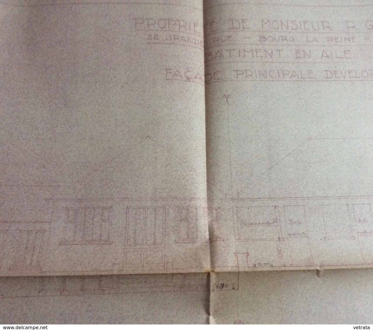 5  Plans D' Architecte D'une Propriété à Bourg La Reine  ((82x72 Cm)-45x73, 42x73 Et 2 De 25x37 Cm- Première Moitié Du - Architecture