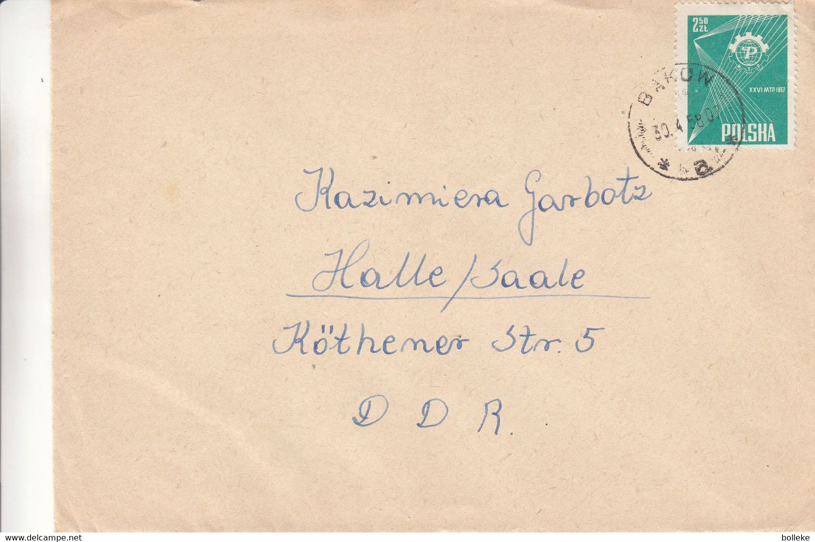 Pologne - Lettre De 1958 - Oblit Bakow - - Storia Postale