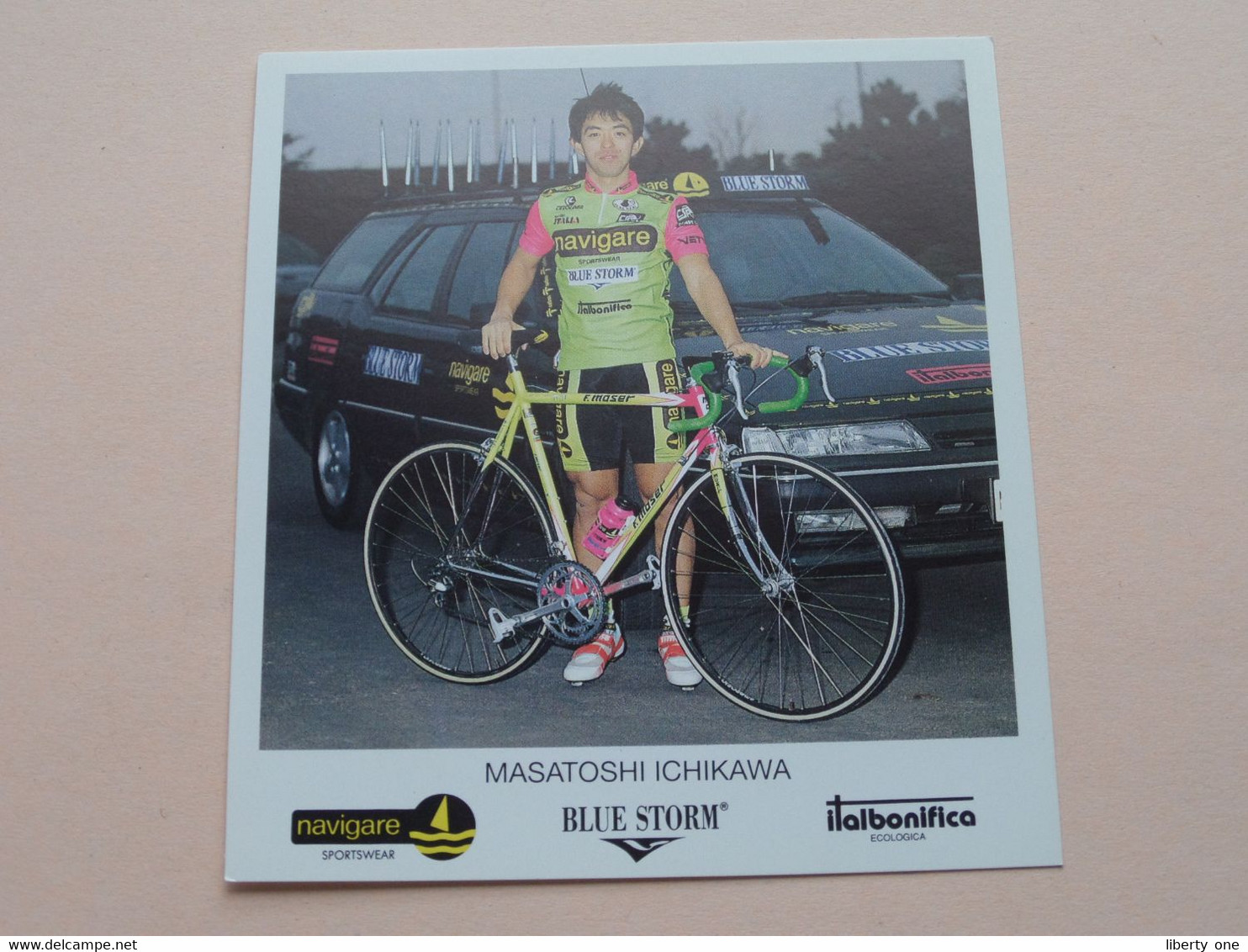 MASATOSHI ICHIKAWA ( NAVIGARE * BLUE STORM * ITALBONIFICA ) Carte Format 10,5 X 11,5 Cm. ( Blanco Rug ) ! - Cyclisme