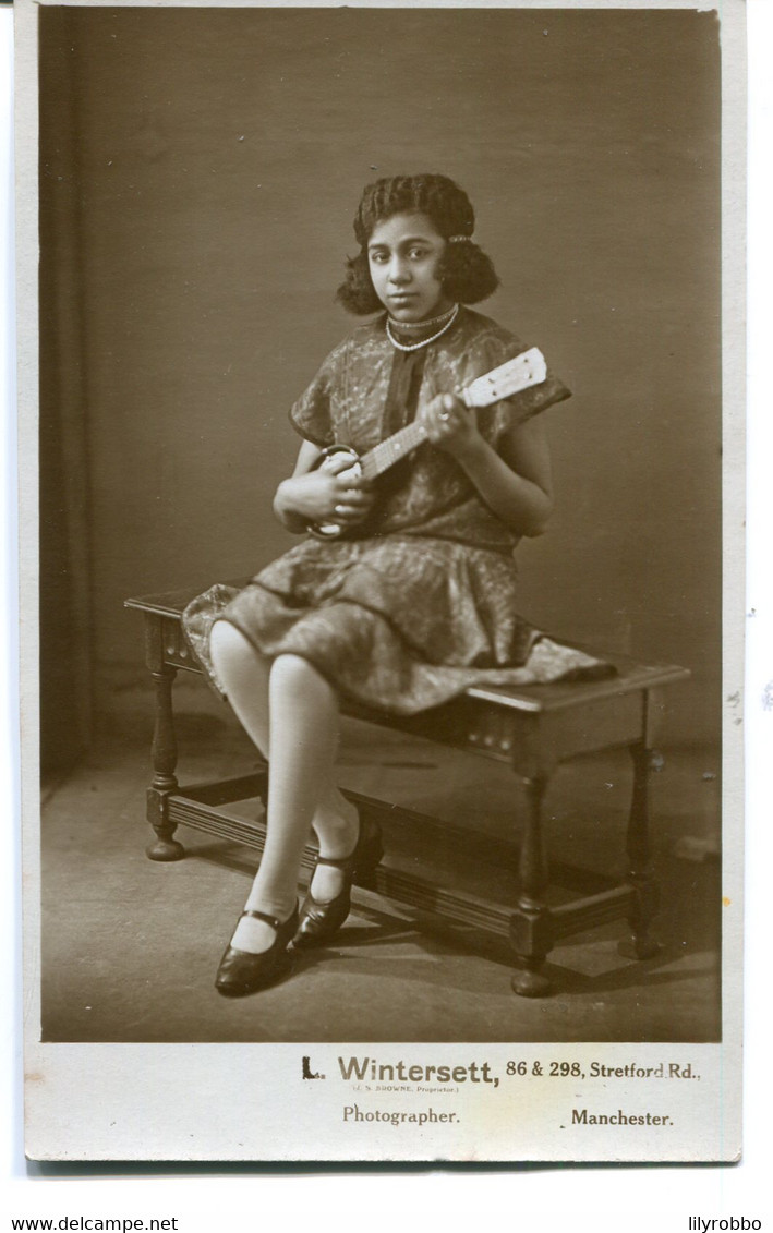 UNITED KINGDOM Untitled RPPC Of Youn Girl With Musical Instument. Manchester Photographer - Social History - Andere & Zonder Classificatie