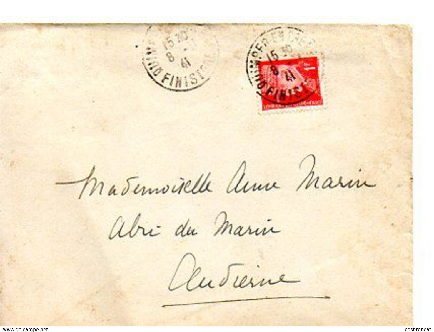 E 6 1941  Lettre+ Courrier Pour L'abri Du Marin A Audierne ( 29 ) - Guerra Del 1939-45