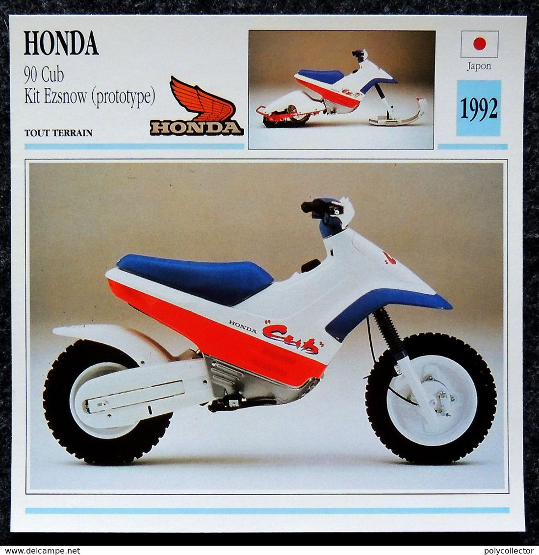 Collection Fiches ATLAS - MOTO - HONDA 90 Cub Kit Ezsnow - 1992 - Autres & Non Classés