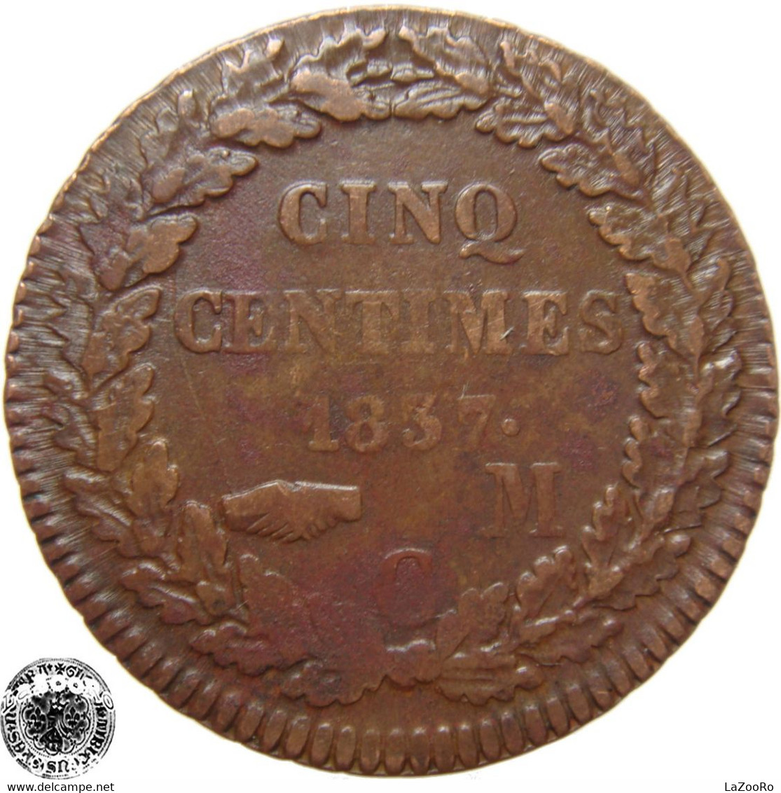 LaZooRo: Monaco 5 Centimes 1837 VF / XF - Charles III.