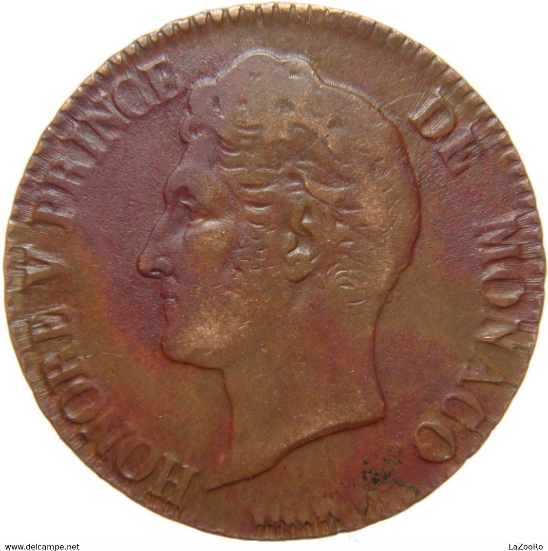 LaZooRo: Monaco 5 Centimes 1837 VF / XF - 1819-1922 Honoré V, Charles III, Albert I