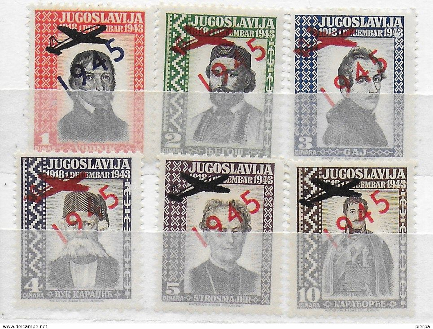 JUGOSLAVIA - 1943 - PERSONALITA' - SERIE 6 VALORI CON SOPRASTAMPA PRIVATA - NUOVA MH*   (YVERT NC - MICHEL 445\450) - Otros & Sin Clasificación