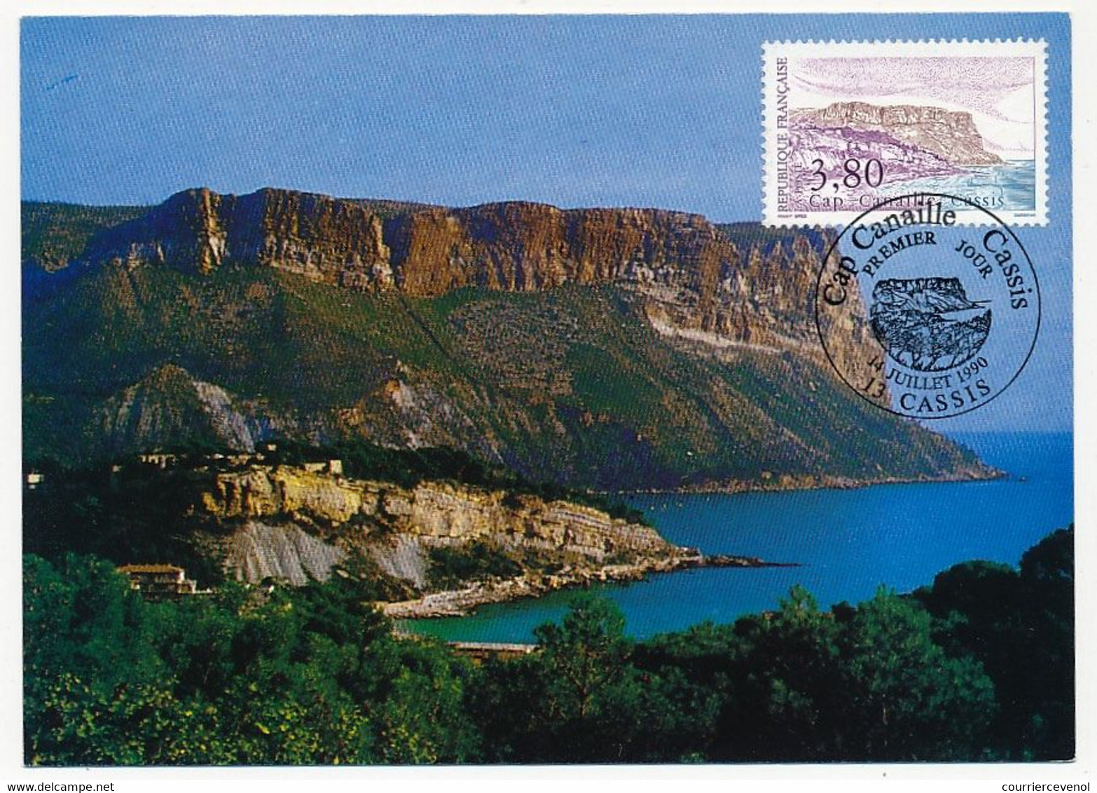 FRANCE - Carte Maximum - 3,80F Cap Canaille - Cassis - 14 Juillet 1990 - 1990-1999