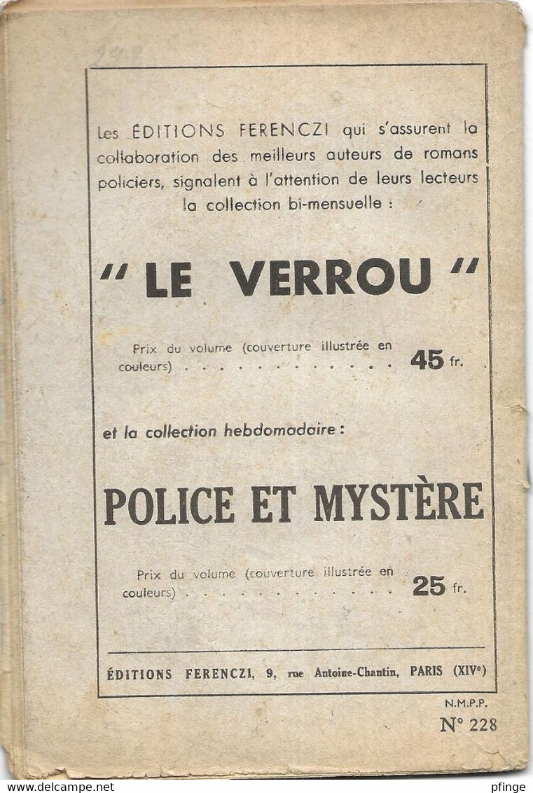 Une Seconde Trop Tard Par René Poupon - Mon Roman Policier N°228 - Illustration ; Sogny - Ferenczi