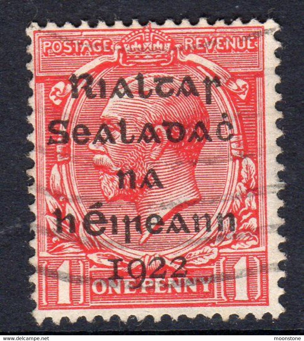 Ireland 1922 1d Rialtas Black Overprint Definitive, Dollard Printing, Used, SG 2 - Usati