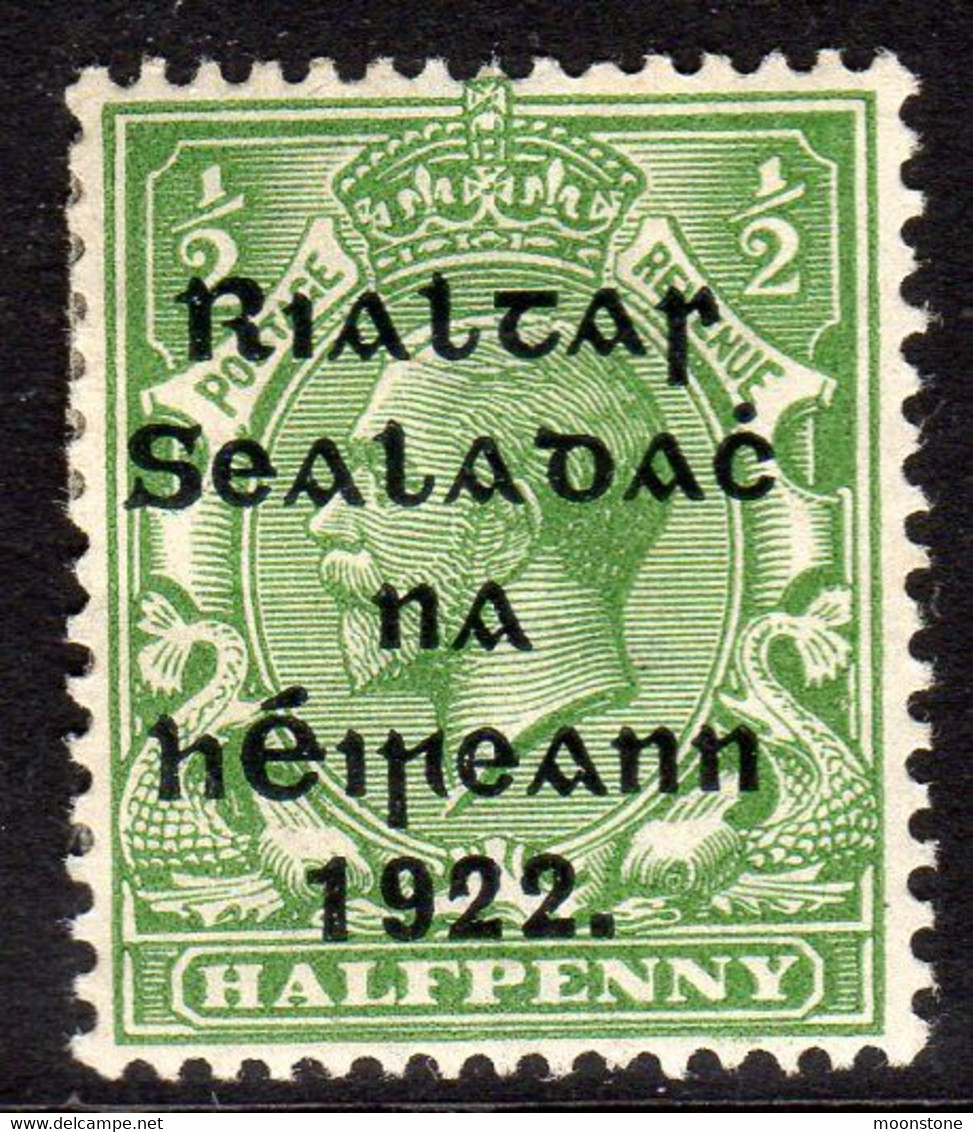 Ireland 1922 ½d Rialtas Black Overprint Definitive, 2nd Thom Printing, Heavily Hinged Mint, SG 30 - Usati