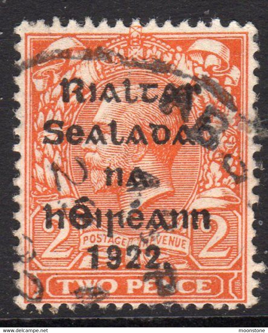 Ireland 1922 2d Die I Rialtas Black Overprint Definitive, 2nd Thom Printing, Used Part Skeleton Cancel, SG 33 - Gebruikt