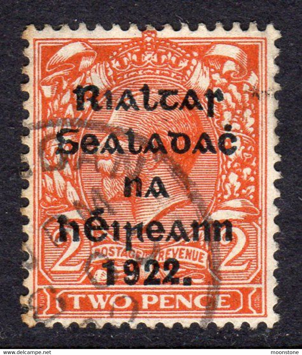 Ireland 1922 2d  Die II Rialtas Black Overprint Wide Setting Definitive, 3rd Thom Printing, Used, SG 50 - Gebraucht