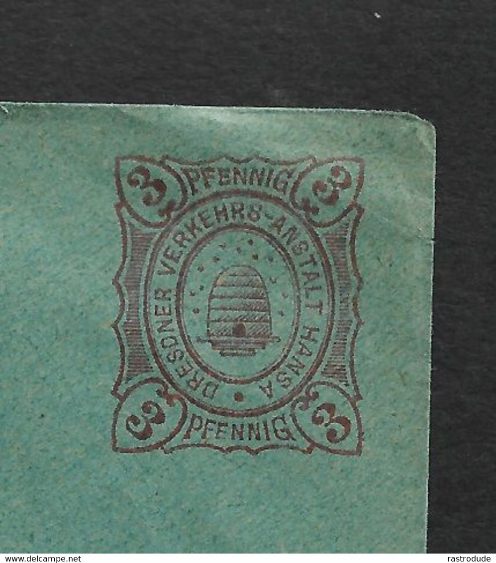 1889 DRESDEN LOCAL  POST - POSTE LOCALE 3 Pfg Enveloppe - BEE ABEILLE BIENE ABEJA HIVE - Honeybees