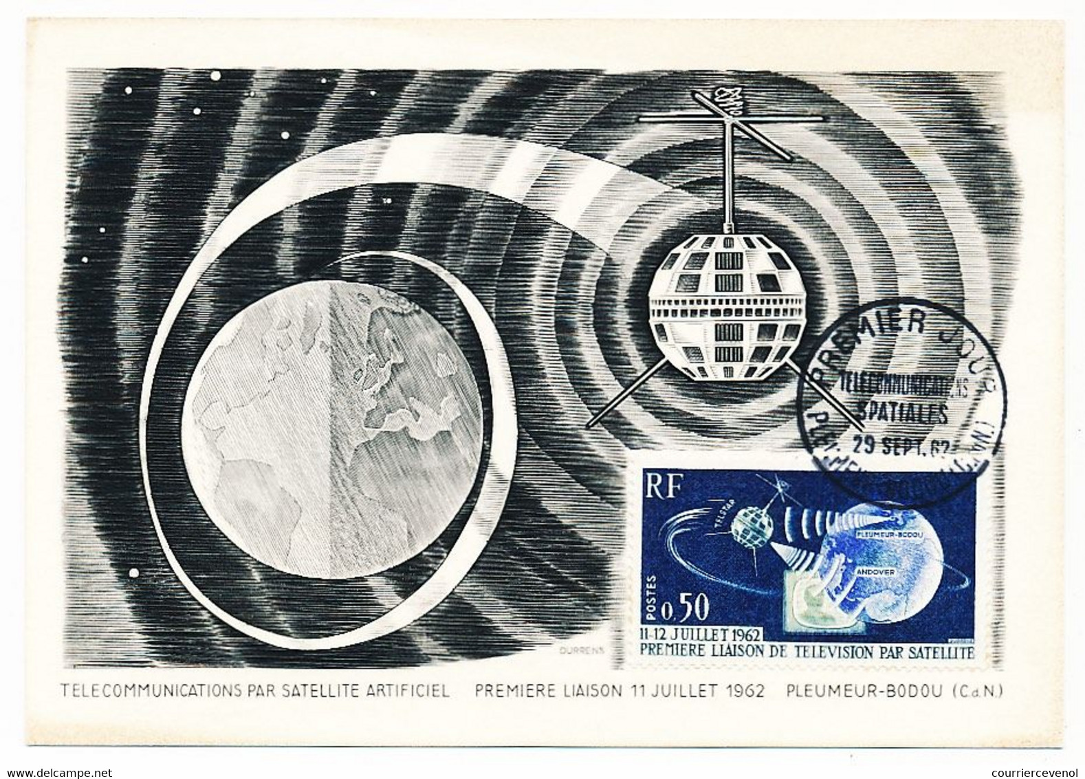 FRANCE - 2 Cartes Maximum - 0,25F Pleumeur Bodou / 0,50F Télévision Par Satellite - Pleumeur Bodou 29 Sept 1962 - 1960-1969